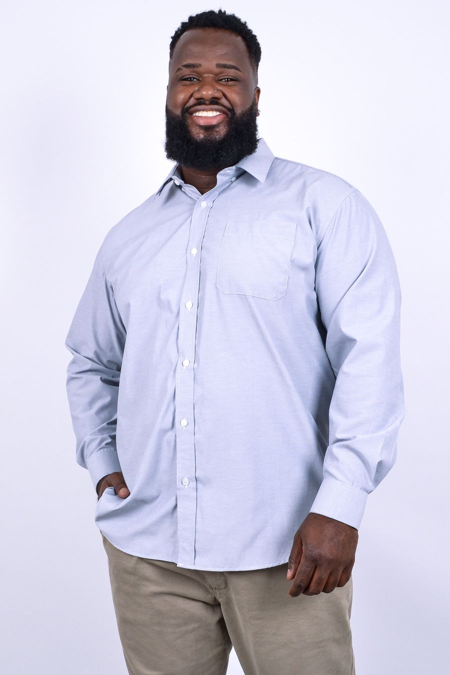 Camisa masculina manga longa listrada fio tinto  azul marinho