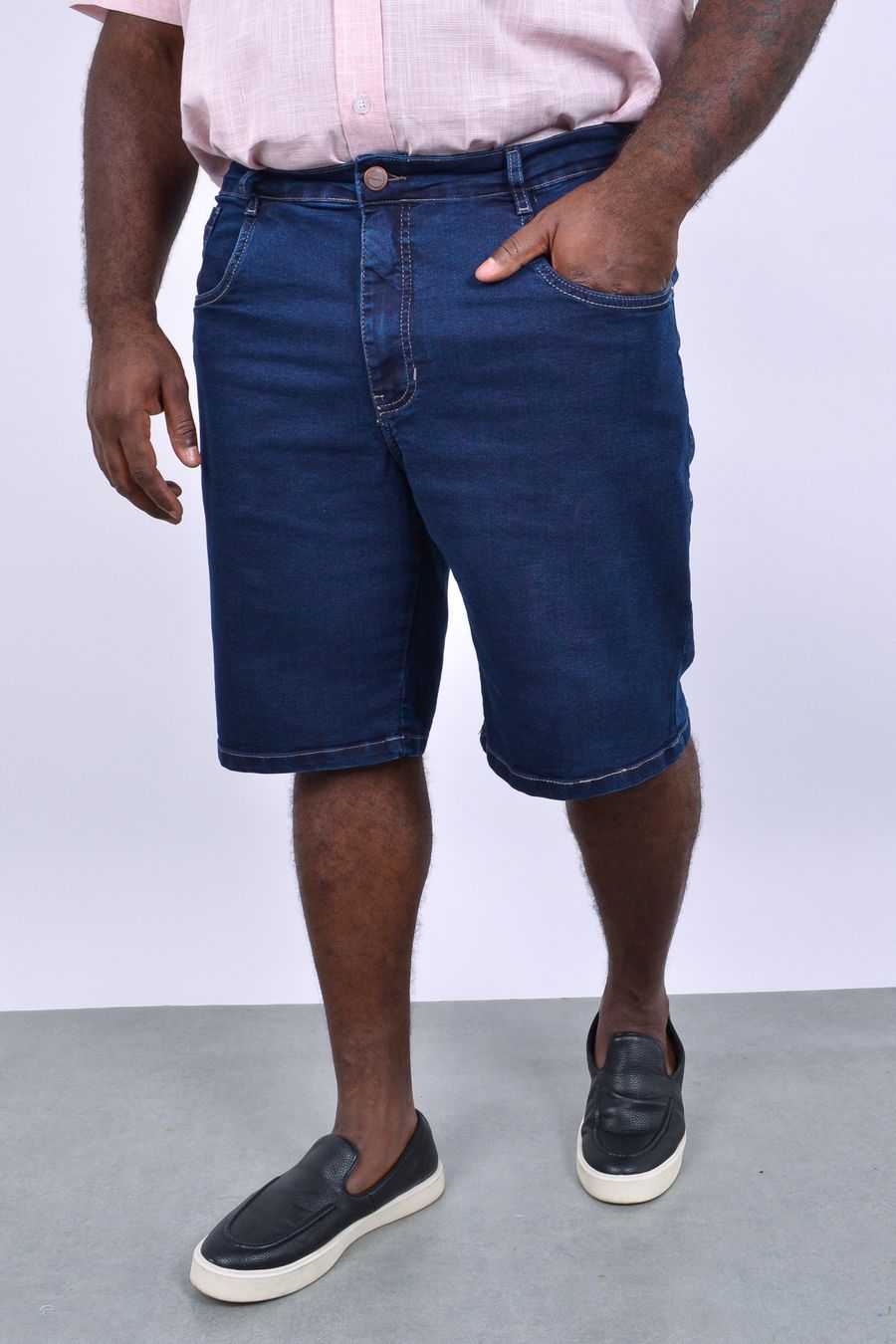 Bermuda jeans masculina com elastano jeans blue