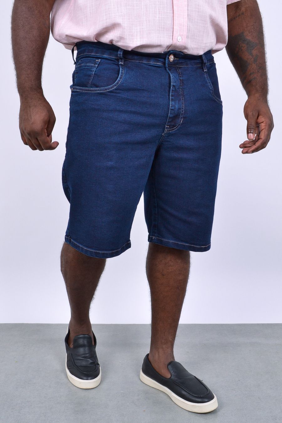 Bermuda jeans masculina com elastano jeans blue