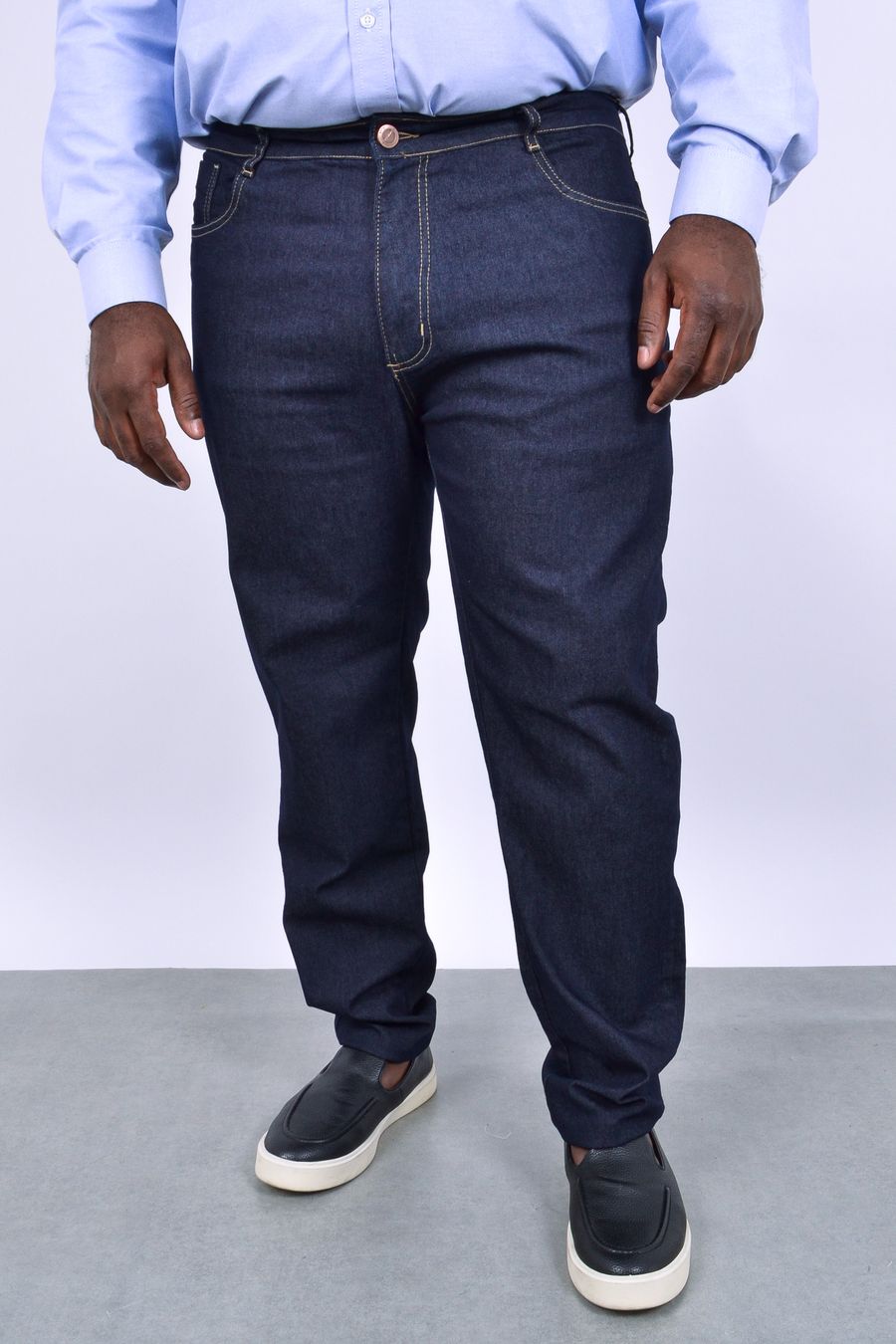Calça jeans slim masculina com lavagem escura jeans blue