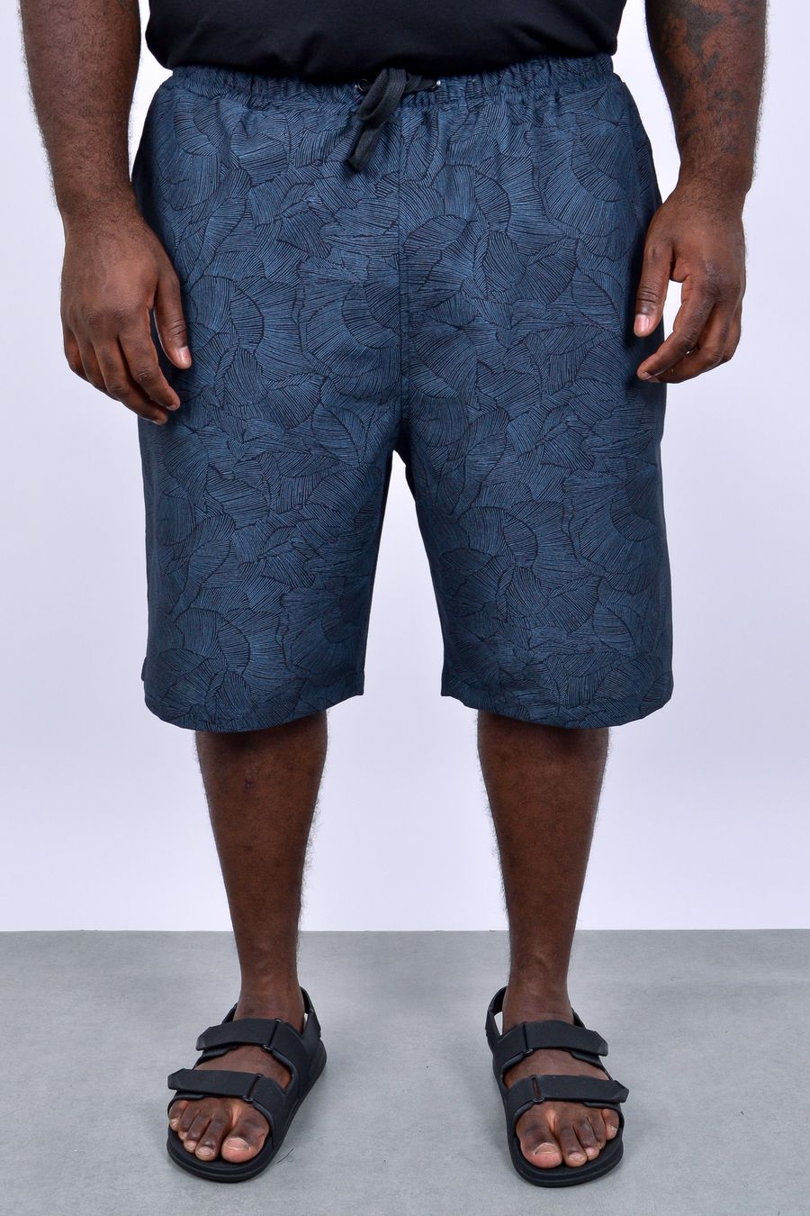 Bermuda masculina sarja estampada cós elástico azul