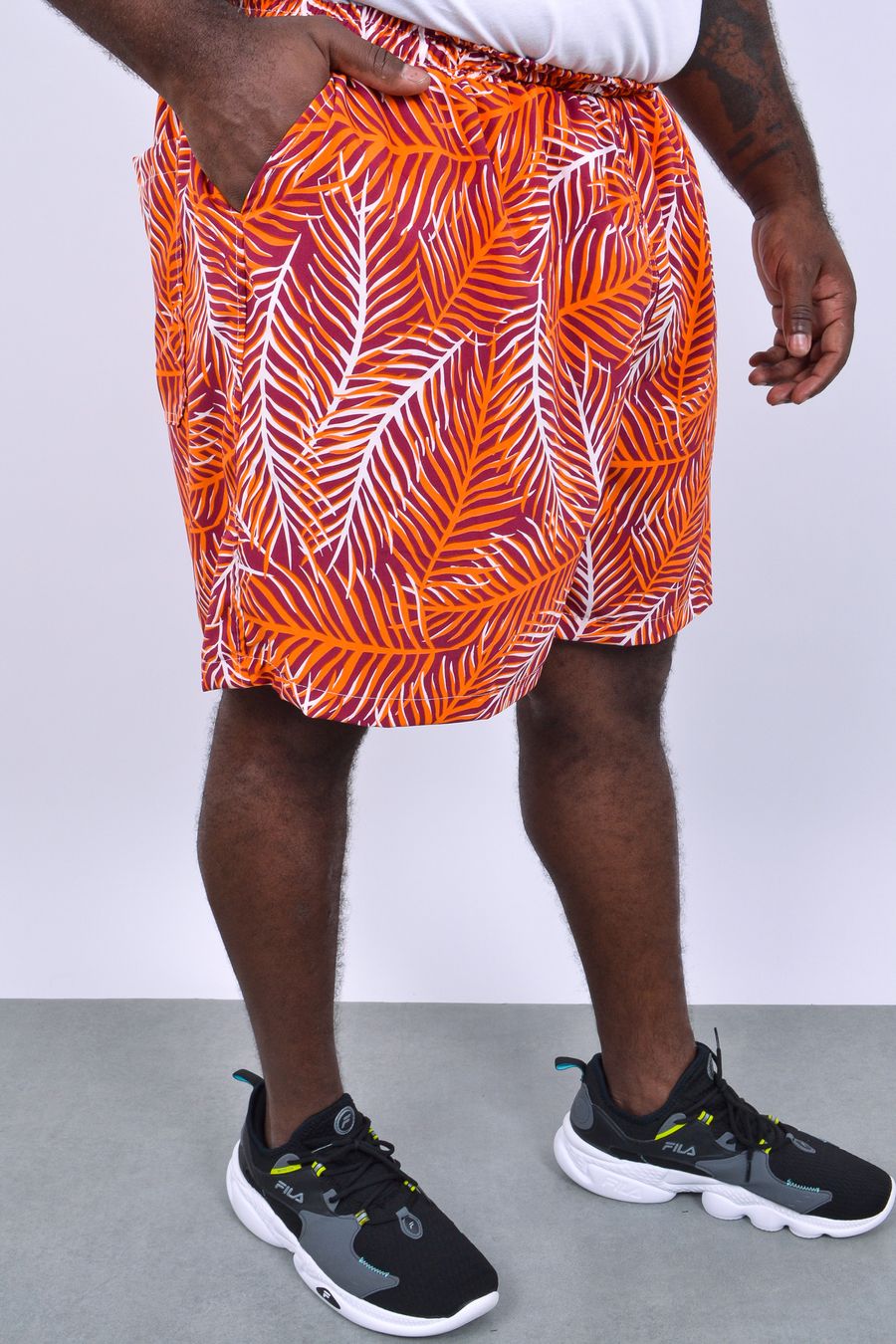 Shorts masculino estampado laranja