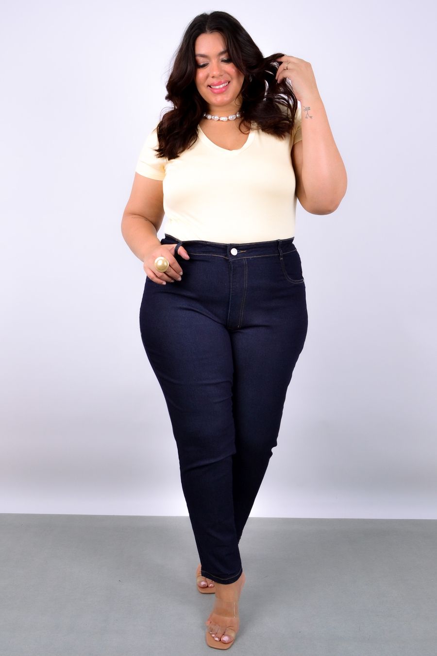 Calça skinny blue jeans amaciada feminina jeans blue