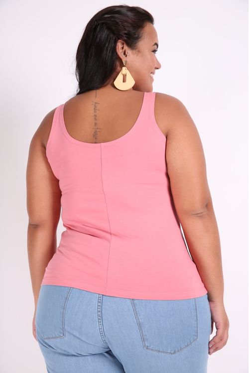 Regata básica alça larga plus size rosa