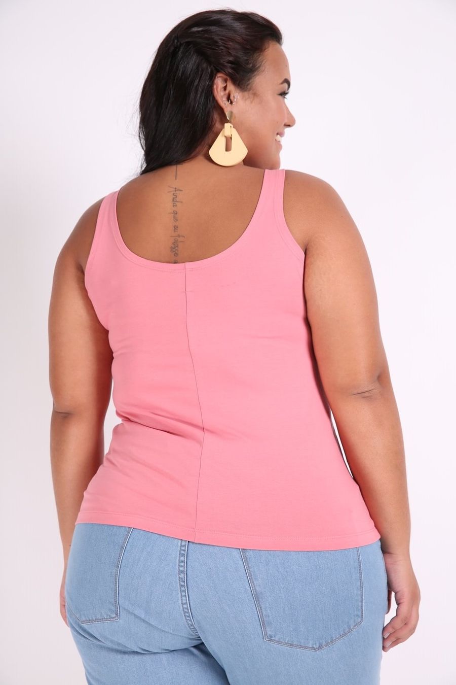 Regata básica alça larga plus size rosa