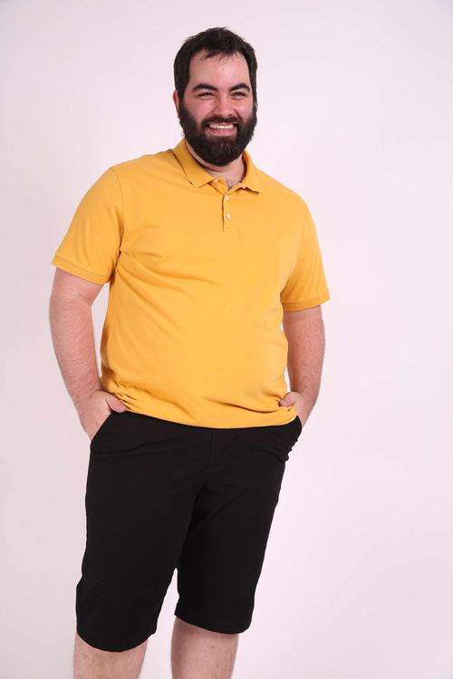 Camisa polo lisa  plus size amarelo