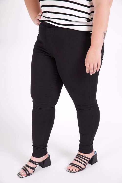 Legging de sarja com lycra plus size preto