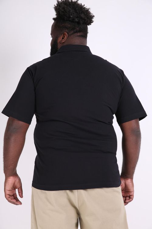 Camisa polo piquet masculina plus size preto