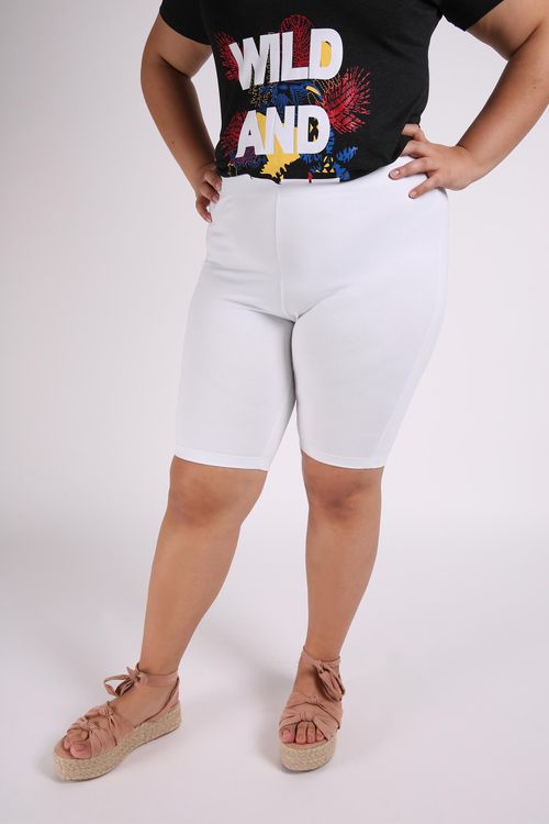 Bermuda ciclista plus size branco