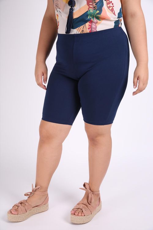 Bermuda ciclista plus size azul marinho
