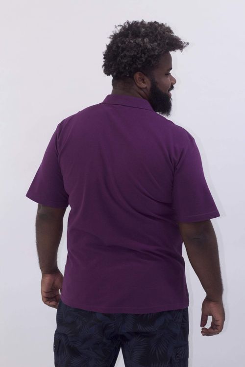 Camisa polo piquet masculina plus size roxa