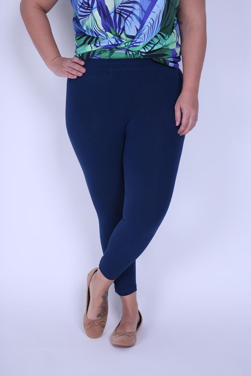 Calça legging básica plus size  azul marinho