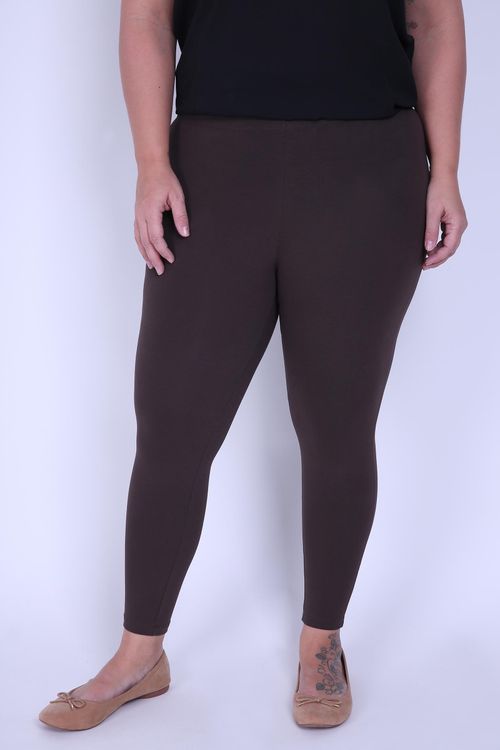 Calça legging básica plus size  marrom