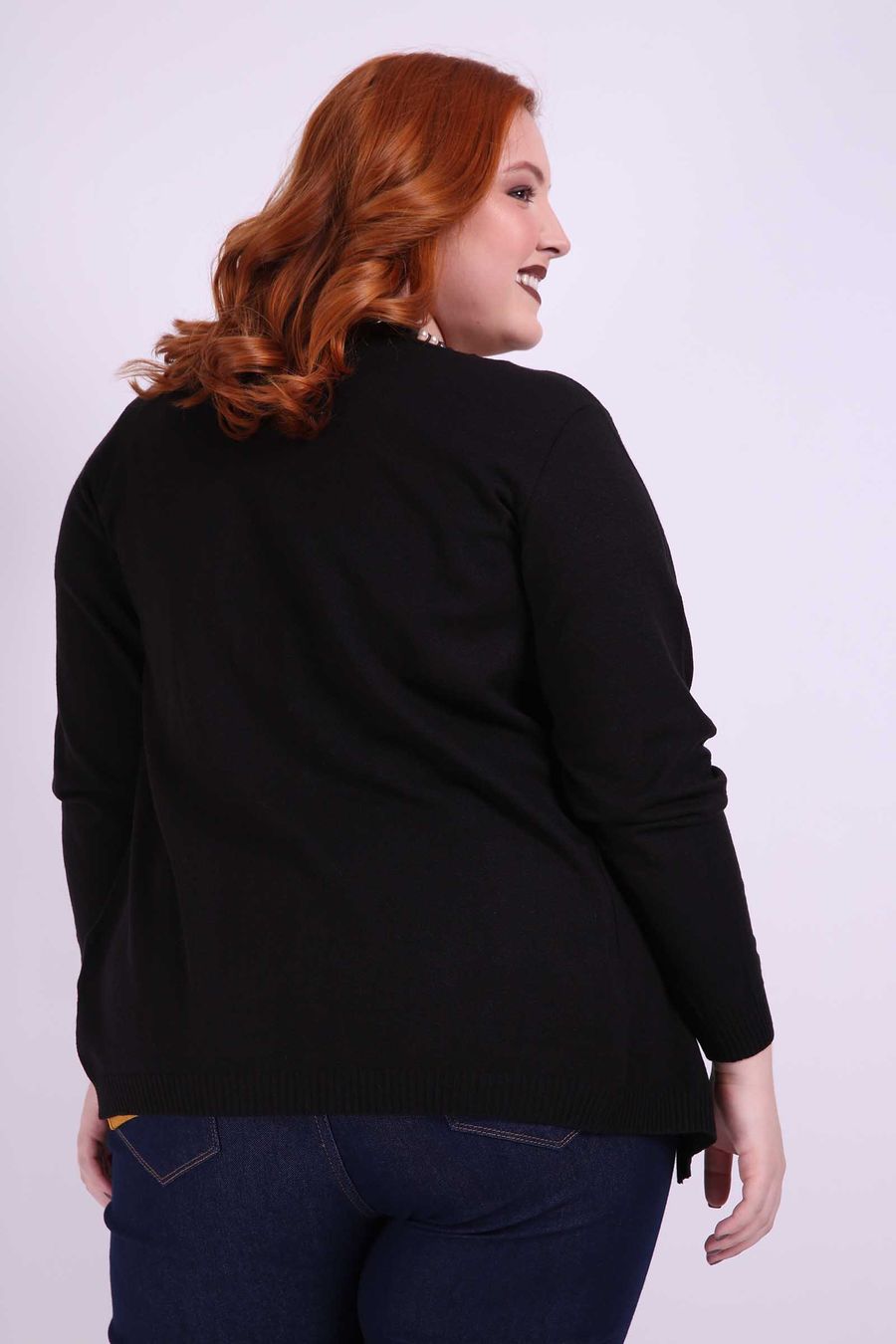 Cardigan tricot plus size preto