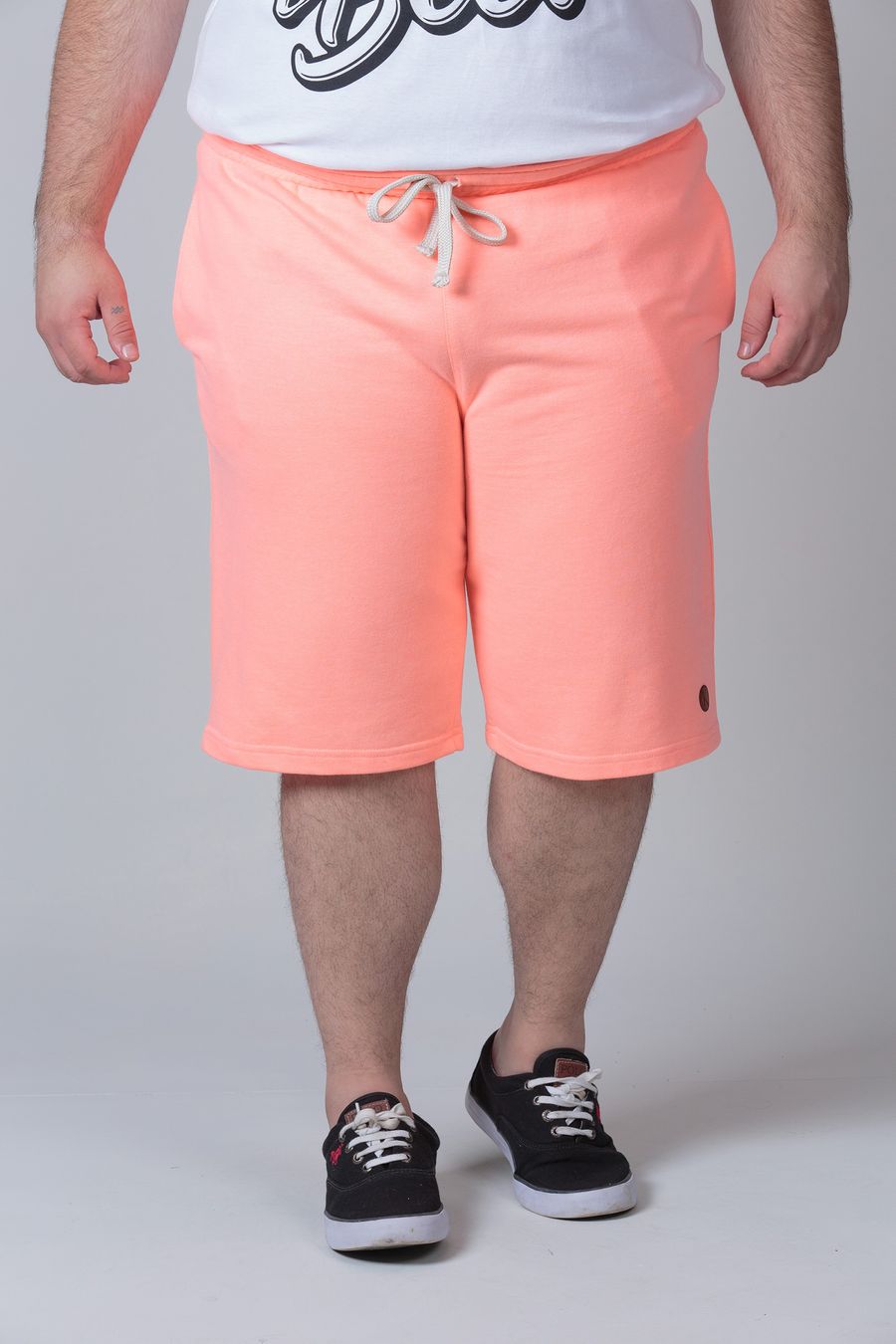 Bermuda de moletom masculina plus size laranja
