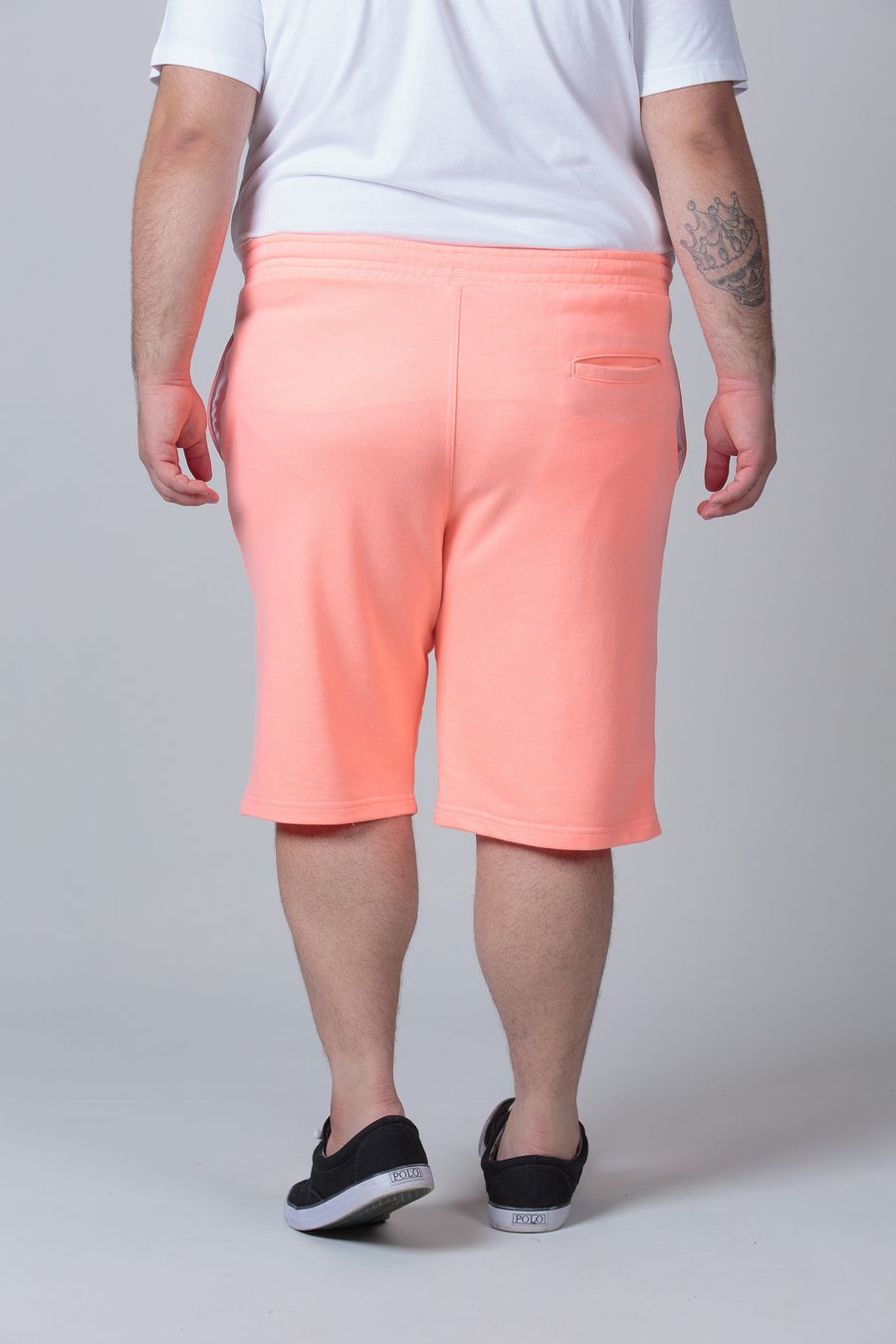 Bermuda de moletom masculina plus size laranja