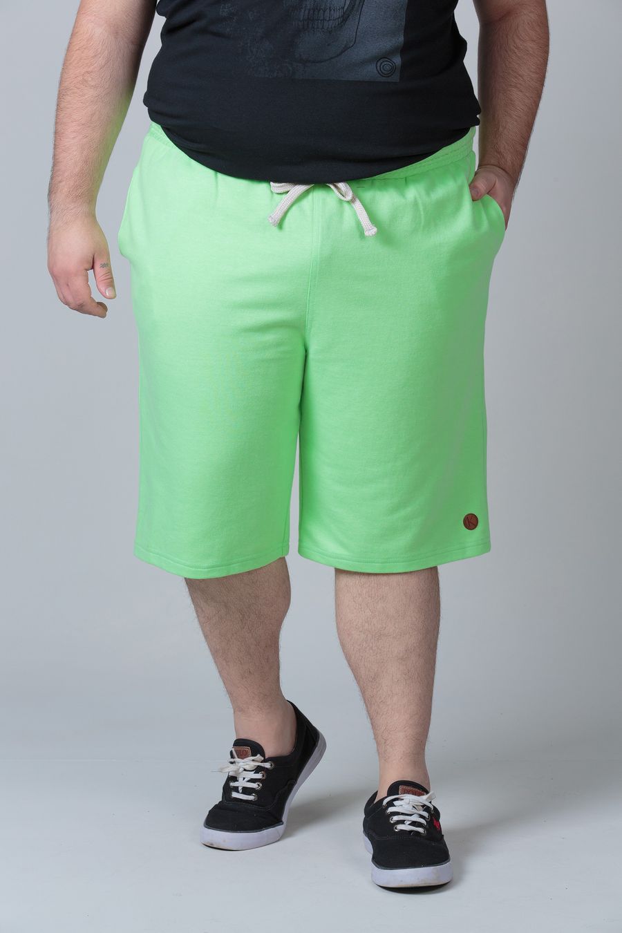 Bermuda de moletom masculina plus size verde