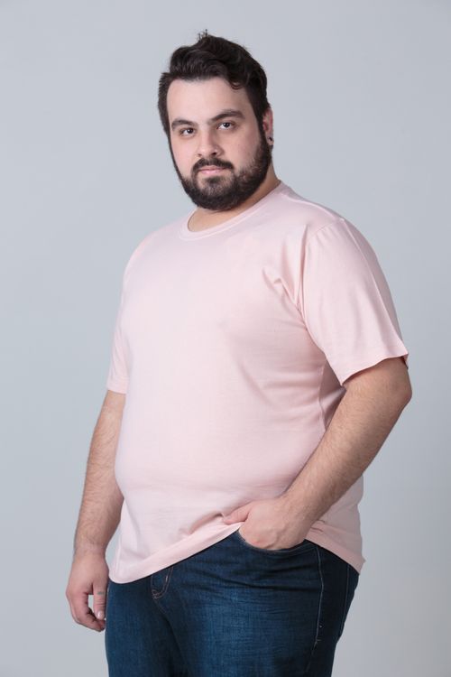 Camiseta básica masculina plus size rosa