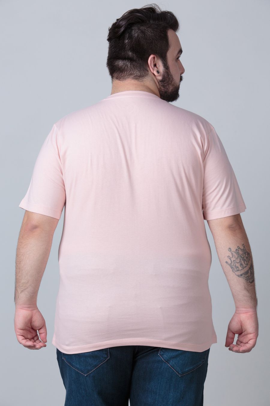 Camiseta básica masculina plus size rosa