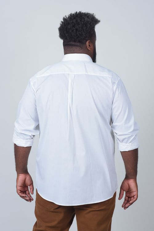 Camisa lisa manga  longa plus size branco