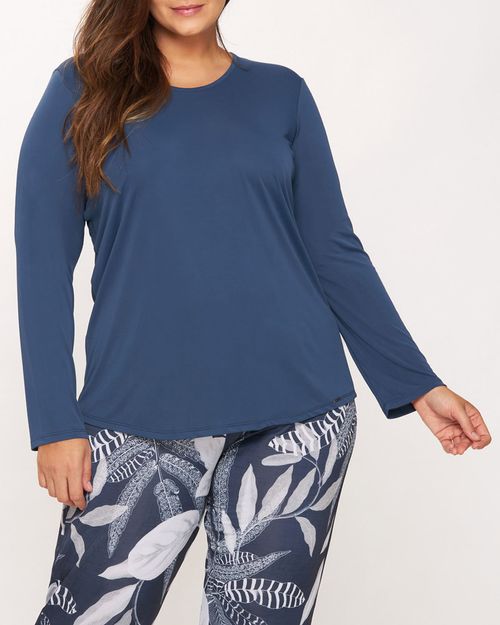 Pijama Plus Size Feminino Recco Supermicro Folhas