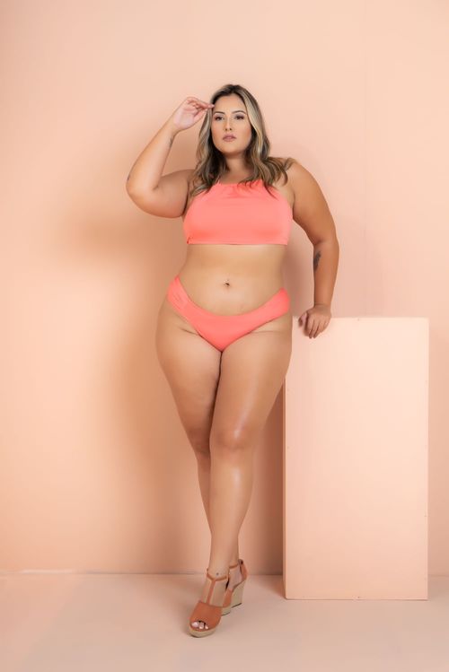 Biquini Top Frente Unica Coral Plus Size