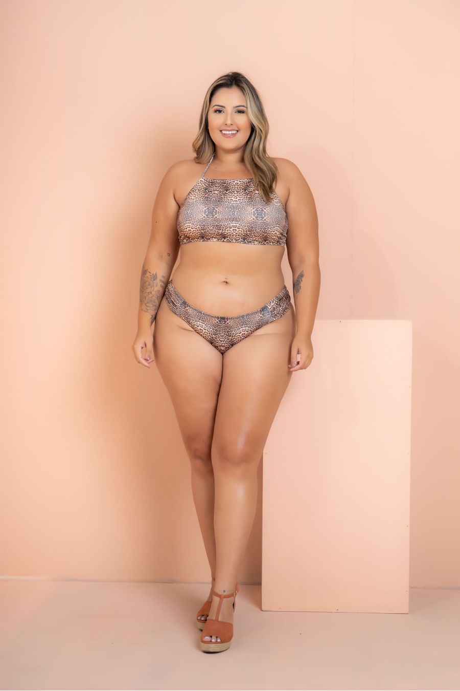 Biquini Top Frente Unica Onça Plus Size