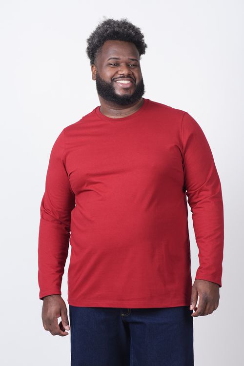 Camiseta manga longa plus size vinho