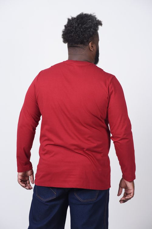 Camiseta manga longa plus size vinho