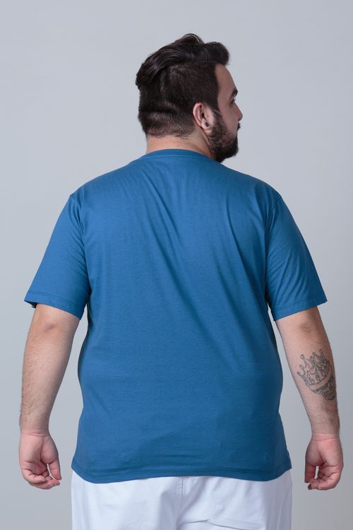 Camiseta básica masculina plus size azul