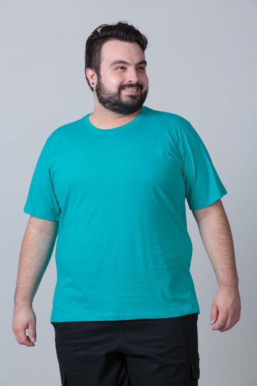Camiseta básica masculina plus size verde jade