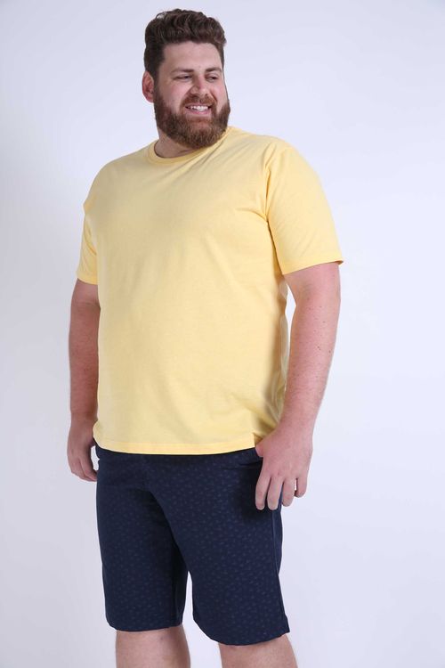 Camiseta básica masculina plus size amarelo