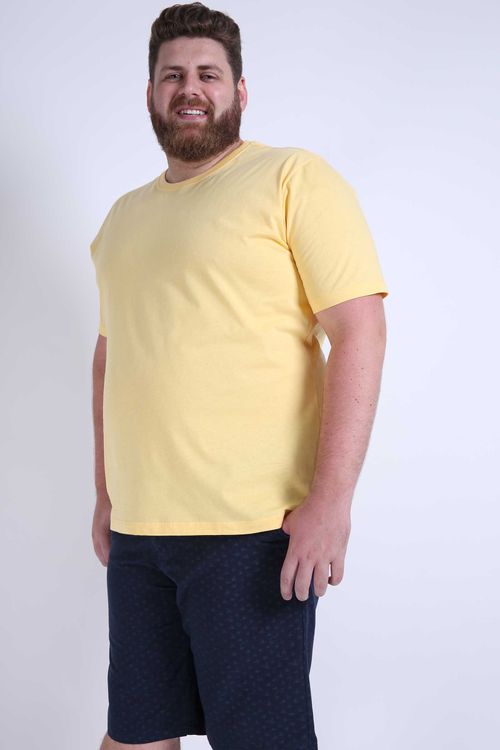 Camiseta básica masculina plus size amarelo