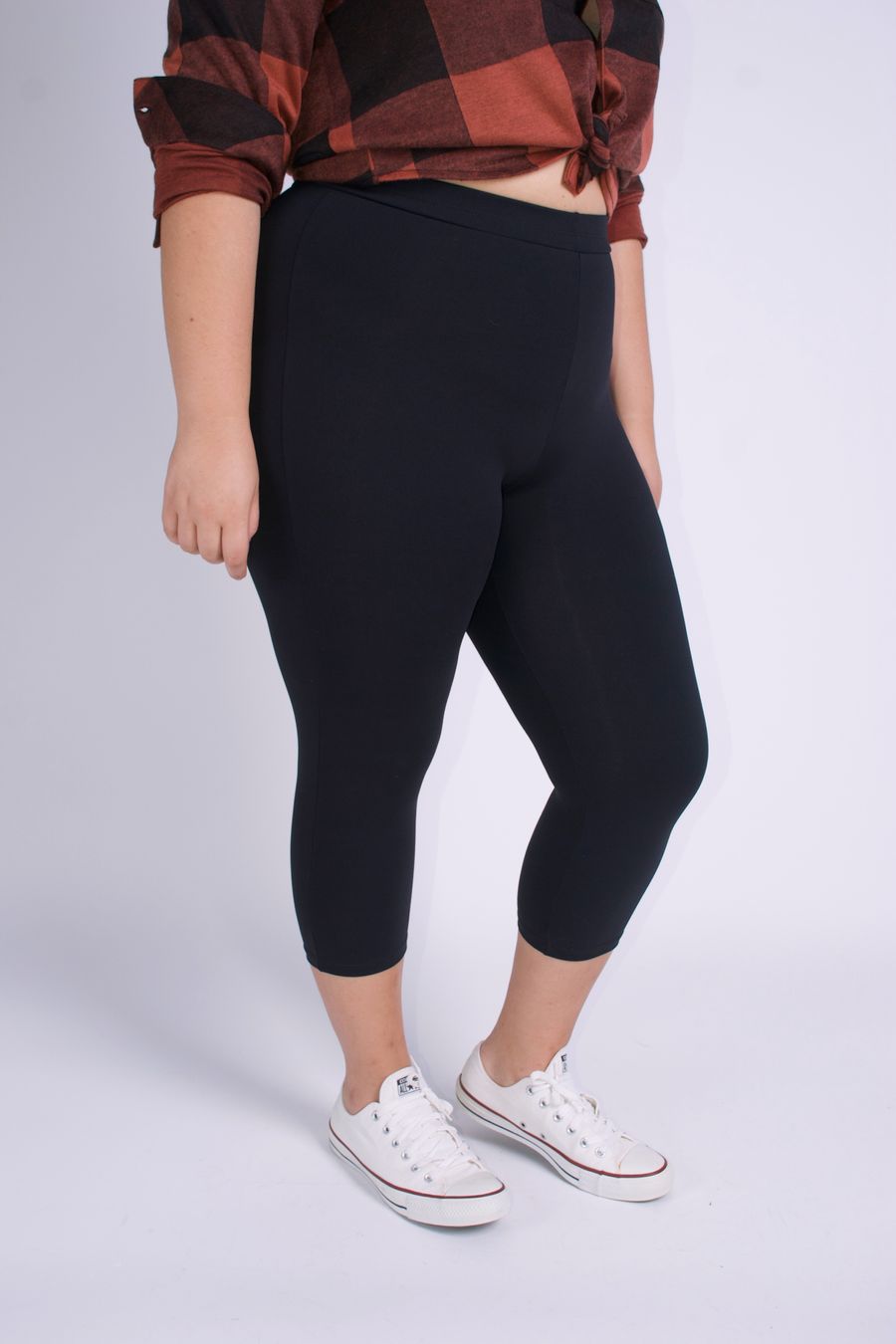Calça pedal poliamida feminina plus size preto