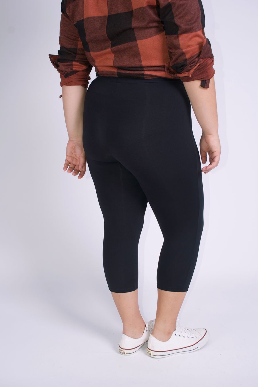 Calça pedal poliamida feminina plus size preto