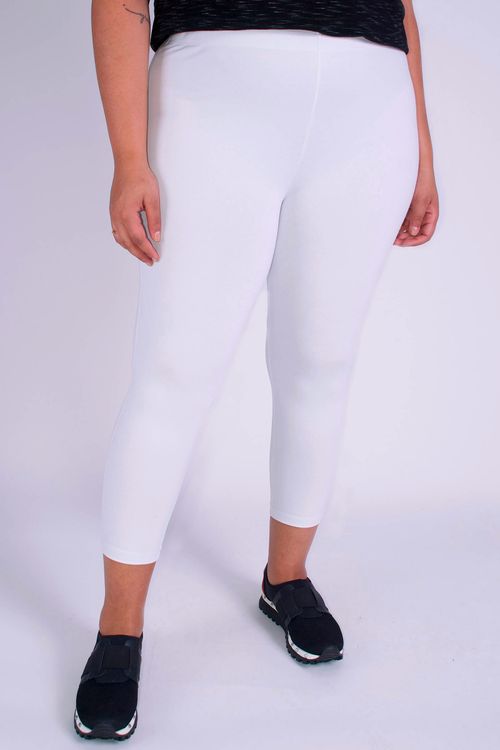 Calça legging básica plus size branco