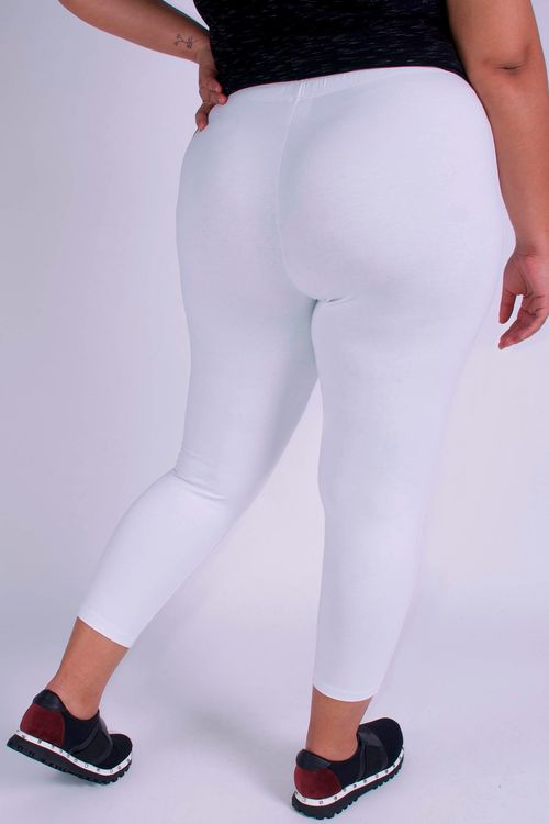 Calça legging básica plus size branco