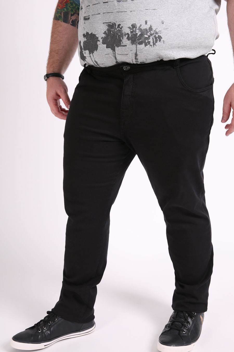 Calça masculina sarja plus size preto