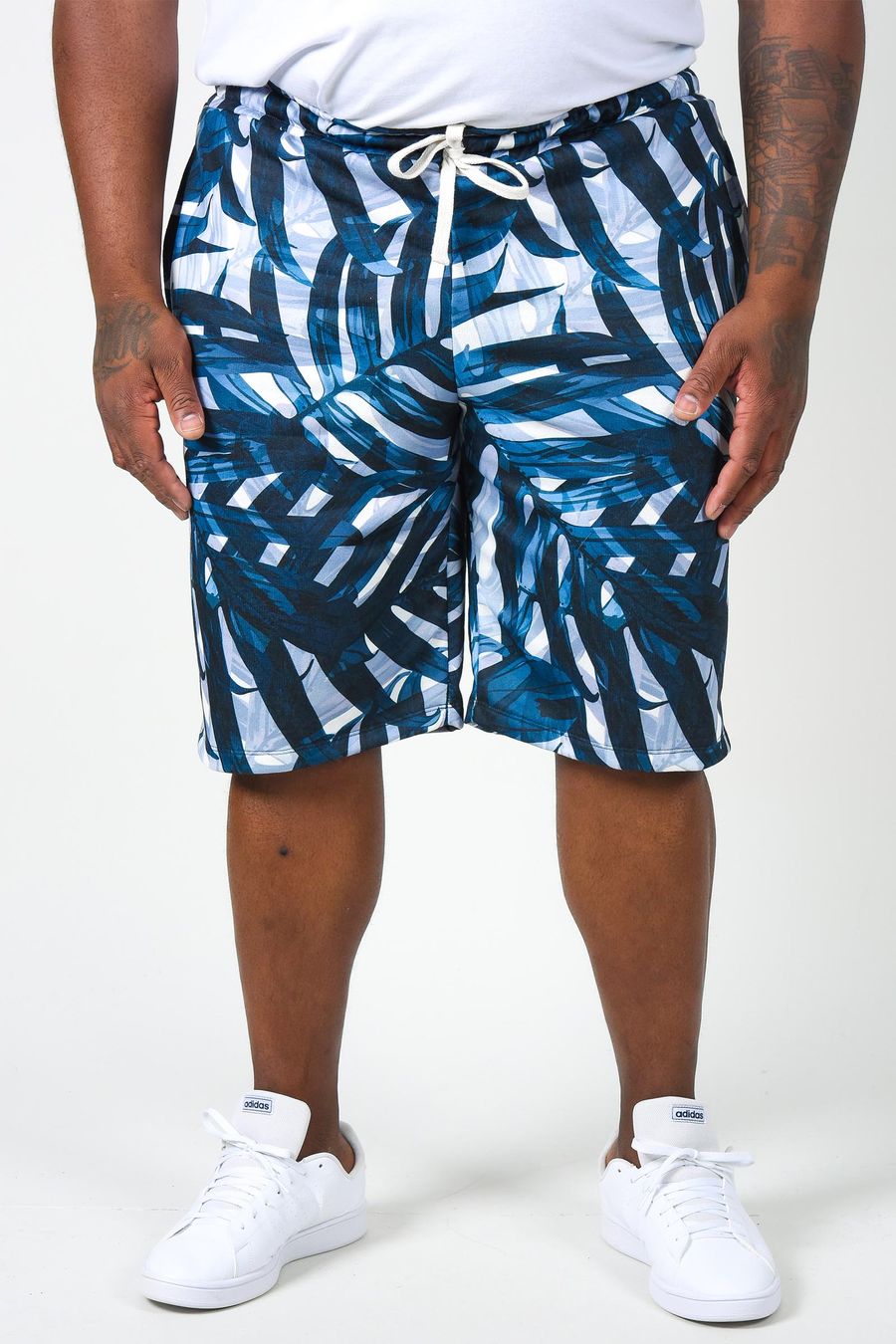 Bermuda de moletinho com estampa plus size azul
