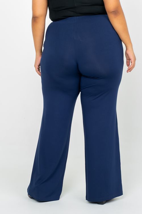 Calça pantalona plus size azul marinho