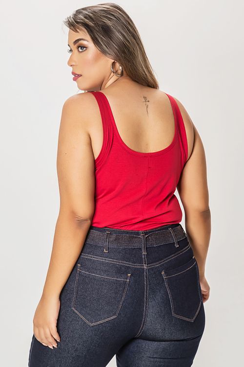 Regata básica alça larga plus size vermelho