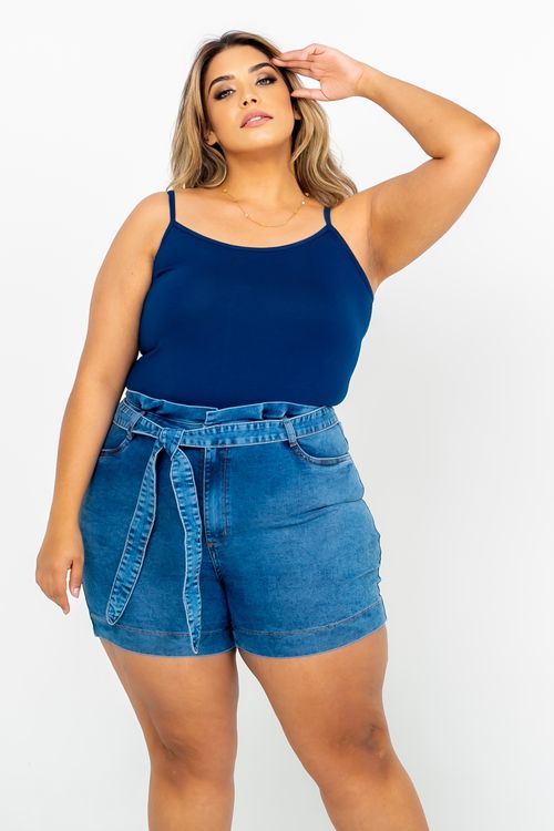 Regata básica alça fina plus size azul marinho