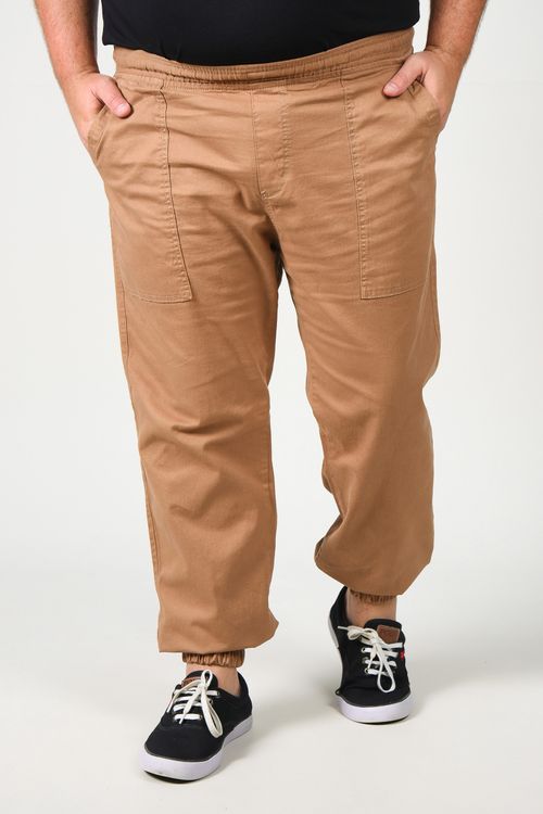 Calça Jogger Sarja Masculina Marrom