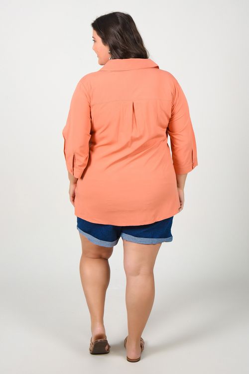 Camisa de viscose plus size laranja