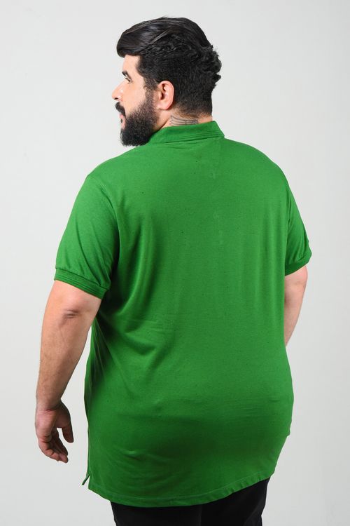 Camisa polo botone plus size verde