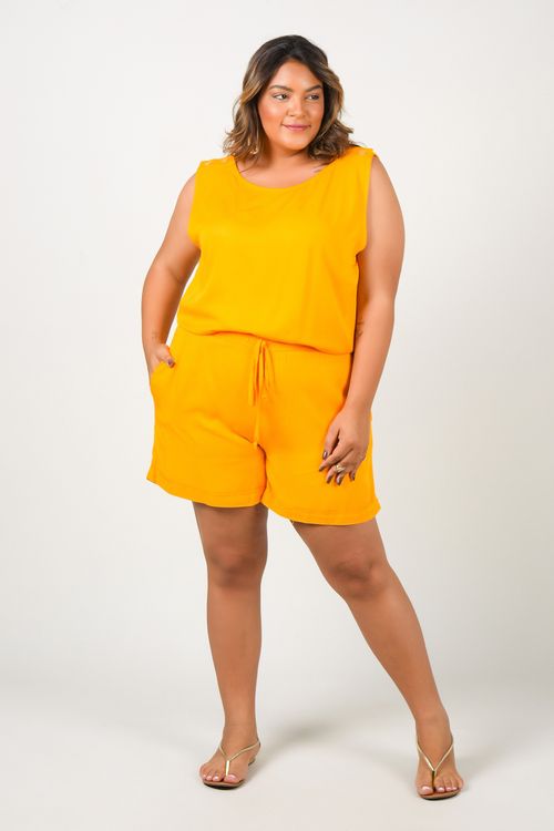 Short de viscose plus size amarelo