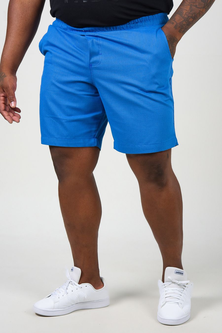 Shorts sarja falso liso plus size azul
