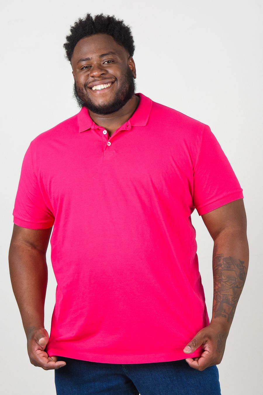 Camisa polo lisa  plus size pink