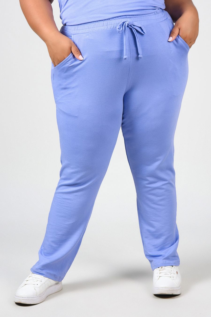 Calça de moletinho básica plus size lilas
